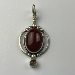925 Sterling Silver Garnet Pendant